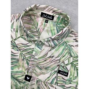 Bad Birdie Polo Shirt Men Medium Palm Leaf Print Moisture Wicking Stretch Casual